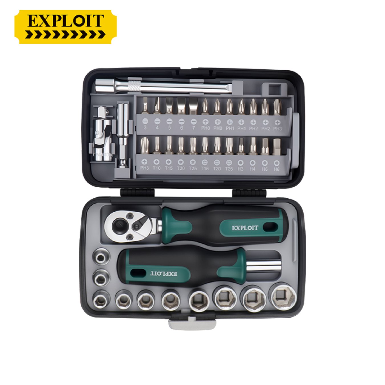 开拓棘轮扳手摩托套装必备便携套筒螺丝刀多功能家用维修专用工具