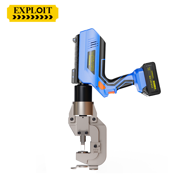 开拓锂电液压冲孔机铁槽钢打眼机小型槽钢不锈钢光伏电动冲孔机